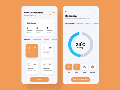 Minimal user interface design for Smart Home App app design minimal ui ui ux ui design ui designer uidesign uiux website