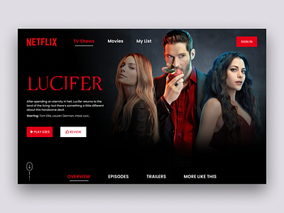 Landing Page Design for Netflix-Lucifer Show app design ui ui design ui designer uidesign uidesigner uiux web website