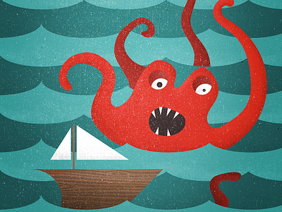 Monster cartoony illustration ocean sea sea monster