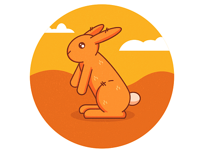 Orange Sun Rabbit animals illustration rabbit