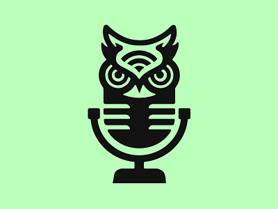 The Night Owl Presents Logo bird hoot mic microphone night owl owl podcast radio show