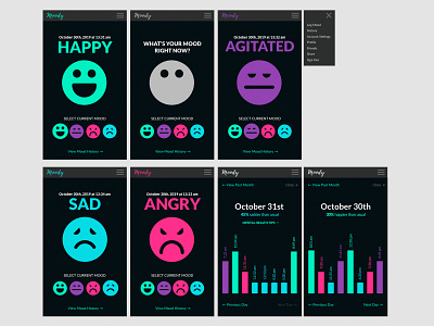 Moody App Concept adobe xd animation app app concept goofy interface design mentalhealth mood ui uxd