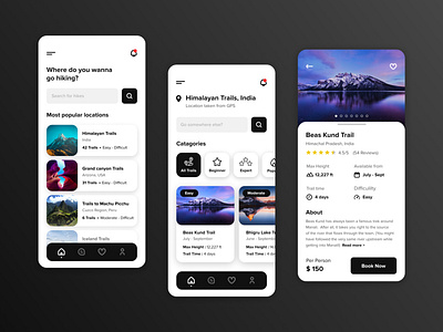 Hiking Trail App UI Design by Indranil Chaudhuri on Dribbble