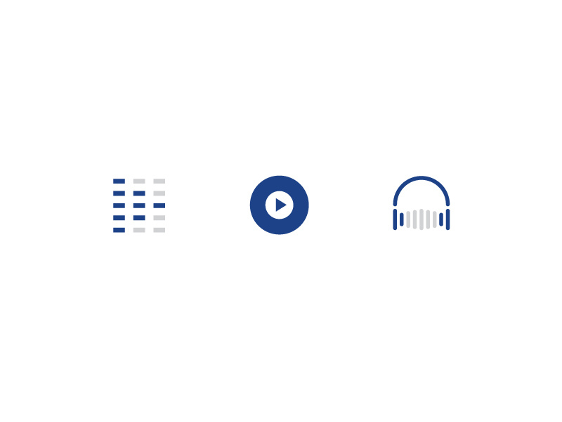 djs.com branding illustrator headphones online streaming play button vinyl equalizer music dj vector logo mark