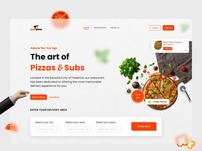 Pizza Hero Section danish home page home page designs landing page latest designs new home page design pizza landind page design ui