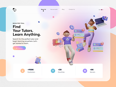 Tutor Landing Page Design 3d animation branding graphic design hero section designs home page design landing page design latest trends latest website designs logo motion graphics shopify design tutor landing page ui wordpress desigsn