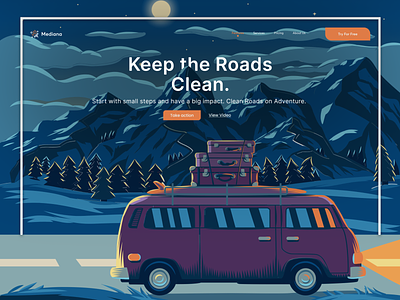 Road Pollution Landing Page animation branding danish design graphic design home page designs illustration latest designs logo ui