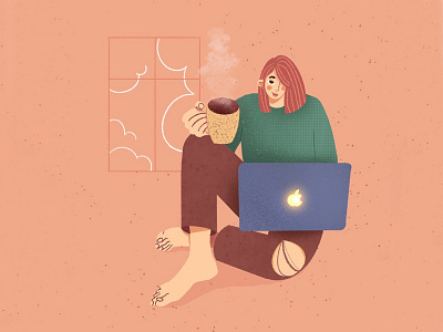 Coffee & MacBook design illustration illustrator