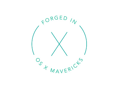 Forged in Mavericks avenir badge drew rios emblem light logo mavericks minimal os x simple teal thin