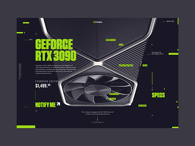 GeForce RTX 3090 Promo Site 3090 bold branding experimental graphic green neon nvidia pc pc gaming type web