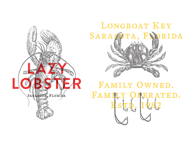 Lazy Lobster Brand ID clipart coast drew rios florida lobster nautical restaurant sarasota screenprint seafood victorian vintage