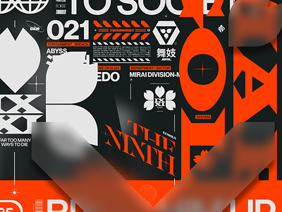 The Ninth badge branding crazy cyber fonts logo madness marks maximal orange poster type typography