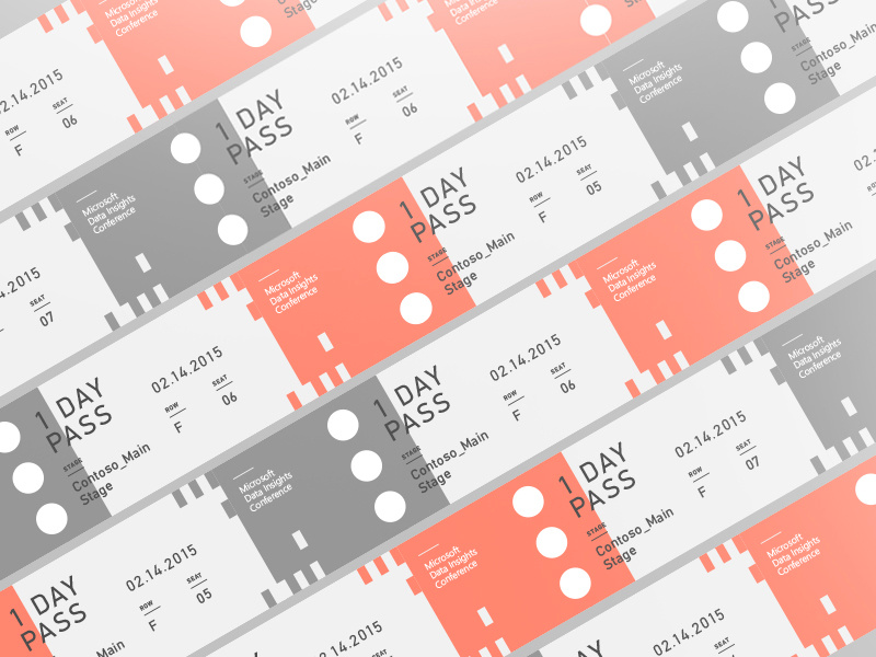 Microsoft Data Insights Tickets data pattern minimal ticket simple visualization bi conference identity branding web microsoft