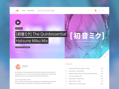 The Quintessential Hatsune Miku Mix anime audio clean flat hatsune miku jpop mix music simple soundcloud ui web