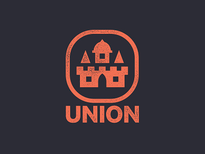 UNION badge castle heavy illustration letterpress logo mark simple stamp texture