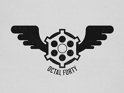 Octal Forty badge biker emblem forty gang octal revolver wings
