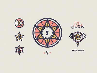 The Clow badge color geometric icon illustration letterpress logo mark screenprint shoujo simple