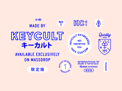 Keycult Brand badges brand emblems identity japanese keyboards maker pink shield simple type vibrant