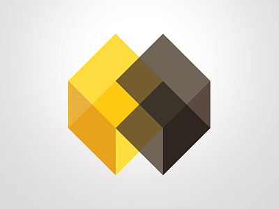 Cubic bbg brown cube cubic isometric logo logomark spotlight square transparency transparent yellow