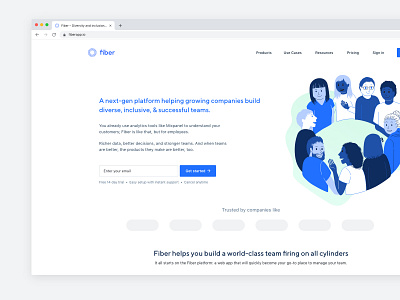 Fiber marketing site branding illustration ui web website