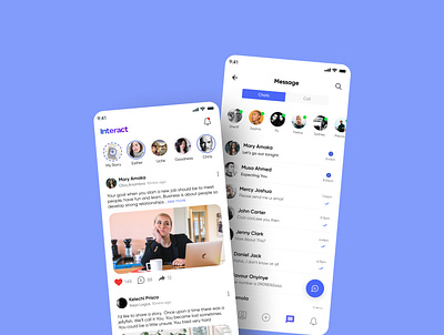 Interact social app call chat feeds social media ui