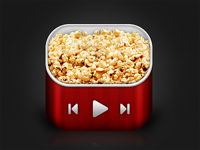 Popcorn iOS Icon icon illustration ios iphone popcorn realistic