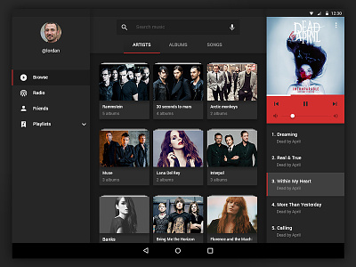 Music app UI (Android)