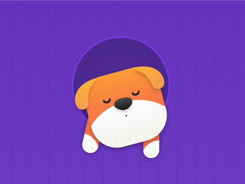 Sleepy puppy animation character animation flat illustration