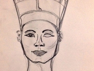 Nefertiti artwork hand drawn illustration pencil drawing
