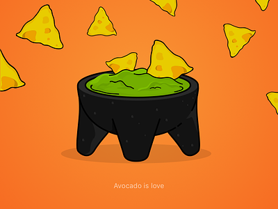 Daily Design 006 – Guacamole Illustration aguacate avocado guacamole love mexican molcajete nachos snacks