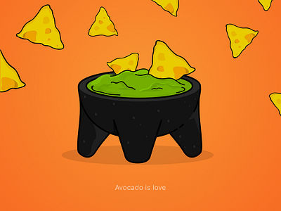 Daily Design 006 – Guacamole Illustration aguacate avocado guacamole love mexican molcajete nachos snacks