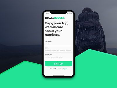 Dailyui #001 – Sign up 001 app dailyui sign up travel ui