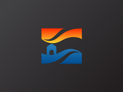 Sea And Sunset blue bold brand branding design flat illustration illustrator logo minimalist orange sea sunset vector yellow