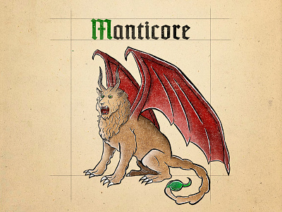 Manticore - The Witcher gothic illustration manticore manuscript medieval mythical creature mythology the witcher typography witcher