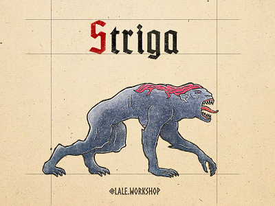 Striga - The Witcher gothic illustration manuscript medieval mythical creature mythology striga the witcher typography witcher