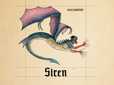 Siren - The Witcher gothic illustration manuscript medieval mythical creature mythology sirens the witcher typography witcher
