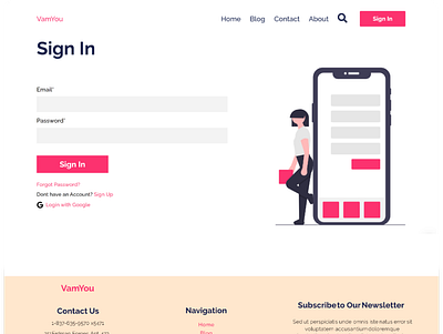 Vamyou Sign-in Page app branding design minimal ui ux web website