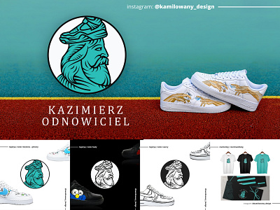 Kazimierz Odnowiciel - Custom sneakers studio logo design artist branding concept creative creative logo custom custom shoes detail elegant illustration logodesign logomark luxury brand shoes shoes app shoes store sneakers snekaerhead vector