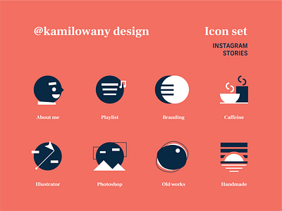 Personal branding | Icon set 2d adobe illustrator artwork blue brand identity branding clean creative daily ui flat graphic grid icons iconset illustrator logo design logotype minimal monogram orange