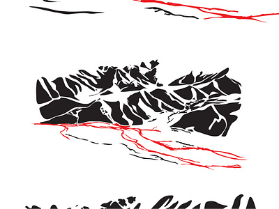 Journey mountains illustration 2d blood color custom design digital illustration flat style ink inspiration journey landscape line art linocut modern mountains pattern poster print tattoo art tattoo artist