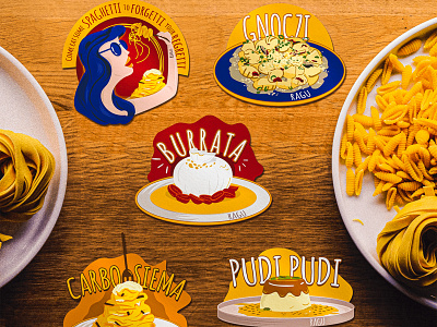 Art stickers, illustrations for Ragu modern italian restaurant