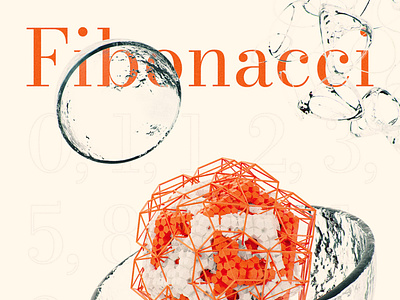 Fibonacci day blender branding digital digital art fibonacci glass ice illustration numbers orange poster render serif typography