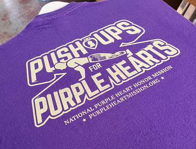 Push-ups for Purple Hearts fundraiser logo military purple heart screen print screenprint