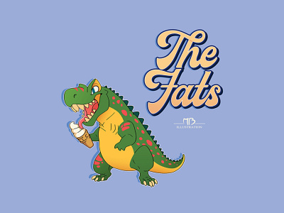 The Fats Logo and Crest branding cartoon design dinosaur illustration logo music t rex vector