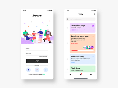 Doers - To do list app ideas / IOS native app design illustration typography ui ux