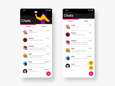 Messenger app design illustration typography ui ux