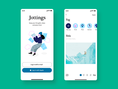 Note taping app app branding illustration ui ux