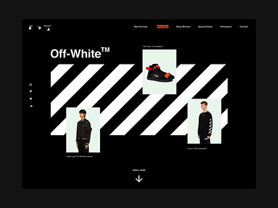 Off-White Concept black concept dark interface layout showcase typography ui ux web design website white