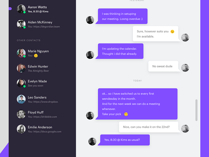 Chat module / UI Challenge — Week 06 by Mario Šimić on Dribbble