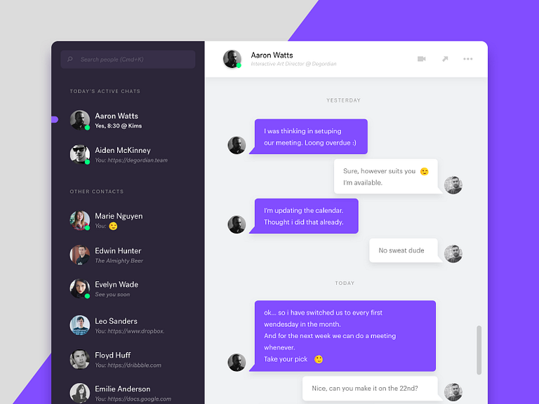 Chat module / UI Challenge — Week 06 by Mario Šimić on Dribbble